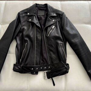 All Saints Mens Leather Biker Jacket - Like New